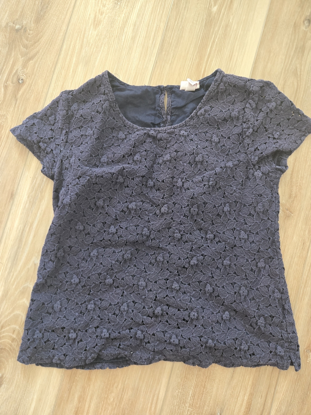 Merona Navy Floral Lace Short Sleeve Blouse